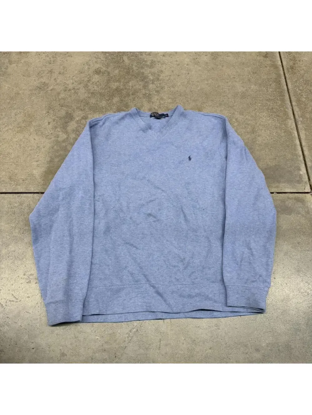vintage polo ralph lauren blue small logo sweater size xl HAS STAINS